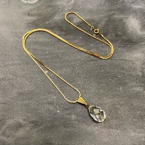 Vintage Gold Necklace Crystal Charm